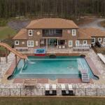 Aerial view of Orlando resort with pool and water slide