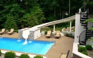 custome waterlside in big backyard pool