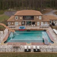 Aerial view of Orlando resort with pool and water slide